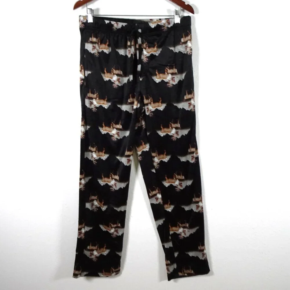 Eddie Bauer Fleece Lounge Pants Men's Size M Animal Print Pajama Sleep Pants - Picture 1 of 8